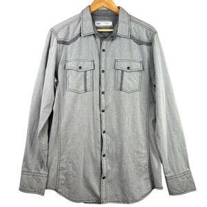 BKE Buckle L Pearl Snap Men's Black Tailored Fit Western Long Sleeve Shirt